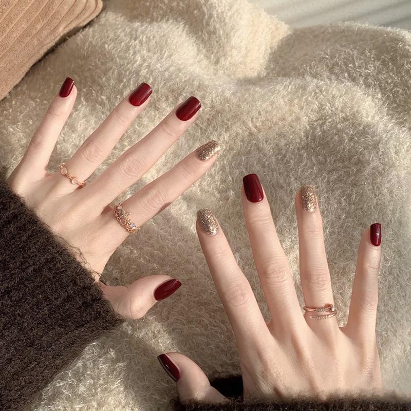 Nail Sticker Red-brown bright gold jump color