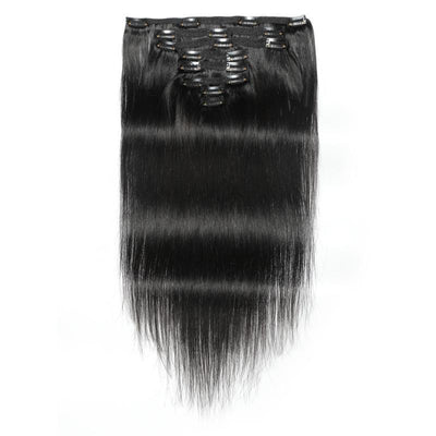 8-24 inch real human hair straight hair clip 8 pieces 120g human hair clip in hair #1B