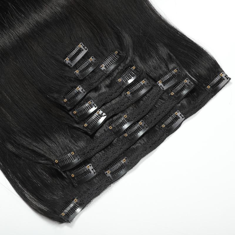 8-24 inch real human hair straight hair clip 8 pieces 120g human hair clip in hair #1B