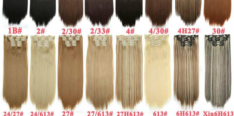 16 cards 6-piece set fake long straight hair chemical fiber wig piece