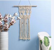 Bohemian hand-woven cotton rope tapestry