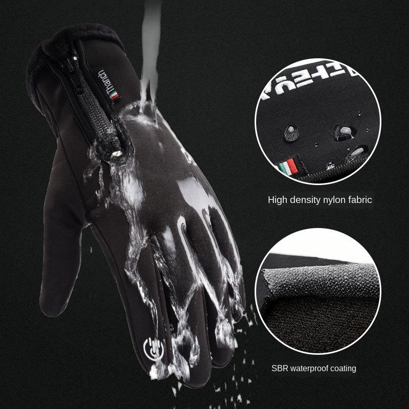 Warm and waterproof sports and velvet mountaineering ski gloves