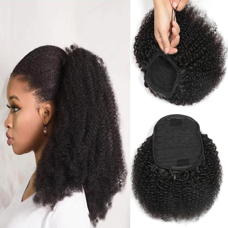 Afro hair real hair ponytail fluffy