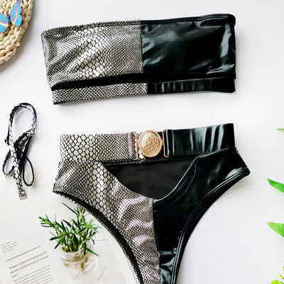 Metal buckle swimsuit tube strip bikini