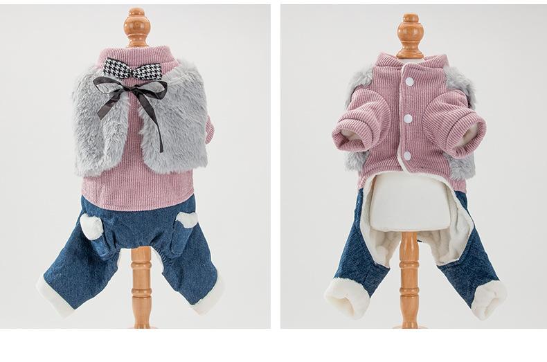 Faux fur four-leg cotton-padded clothes pet winter clothes