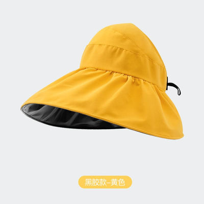 Double-layer fisherman's cap, black rubber, anti-UV, foldable sunshade hat