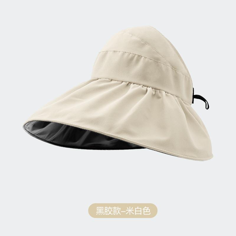 Double-layer fisherman's cap, black rubber, anti-UV, foldable sunshade hat