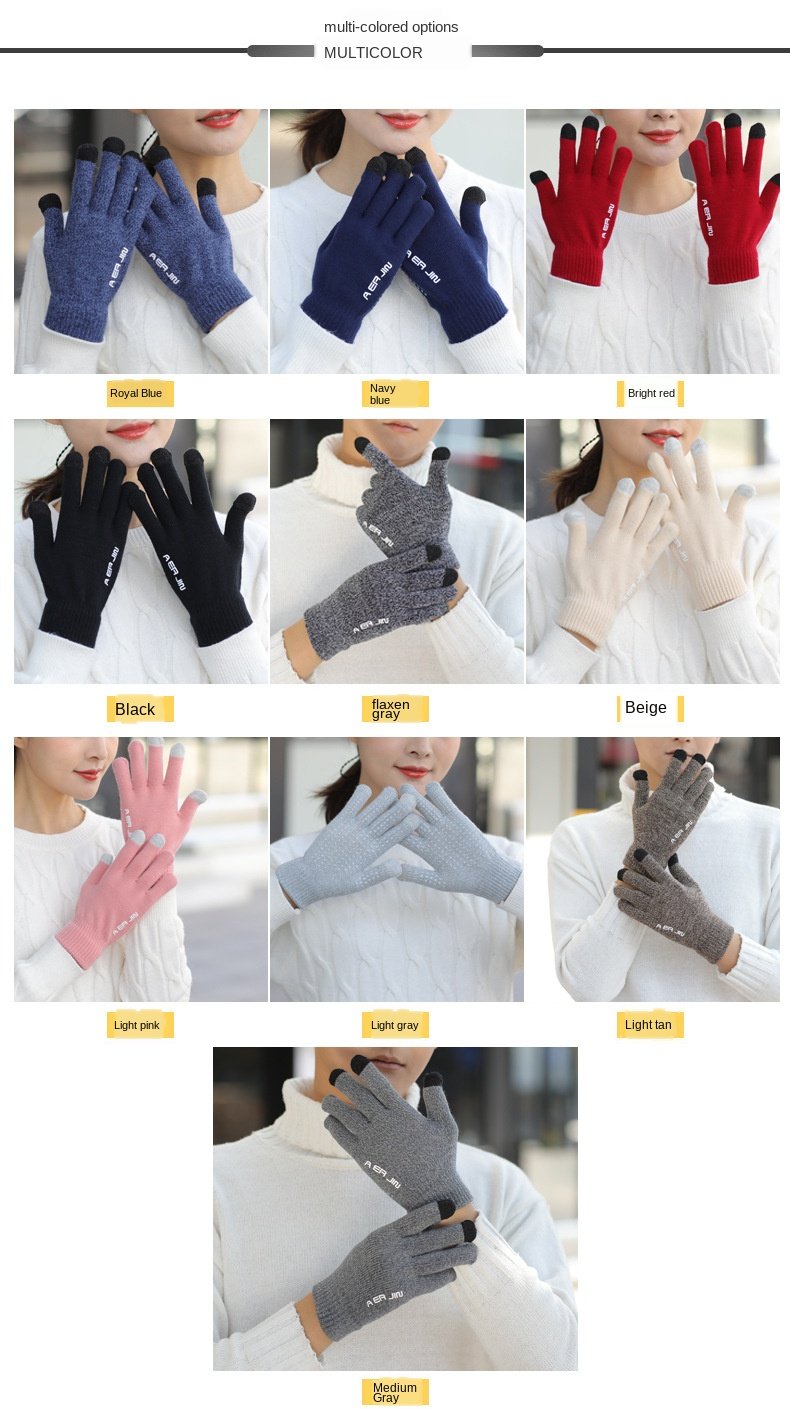 Touch screen woolen gloves