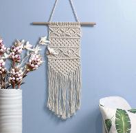 Bohemian hand-woven cotton rope tapestry
