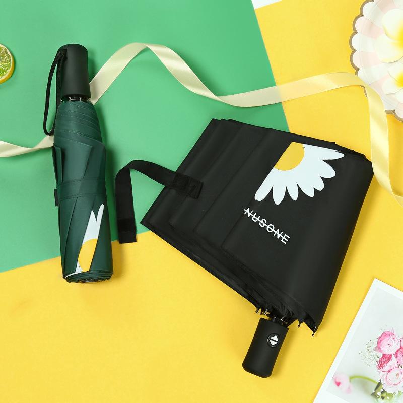 Automatic three-fold sole umbrella black glue sunscreen anti-ultraviolet umbrella