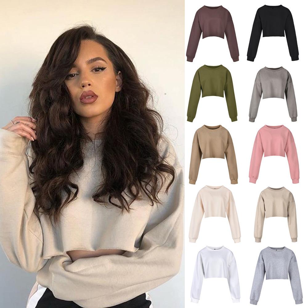 Solid color reveal umbilical short long sleeve sweater