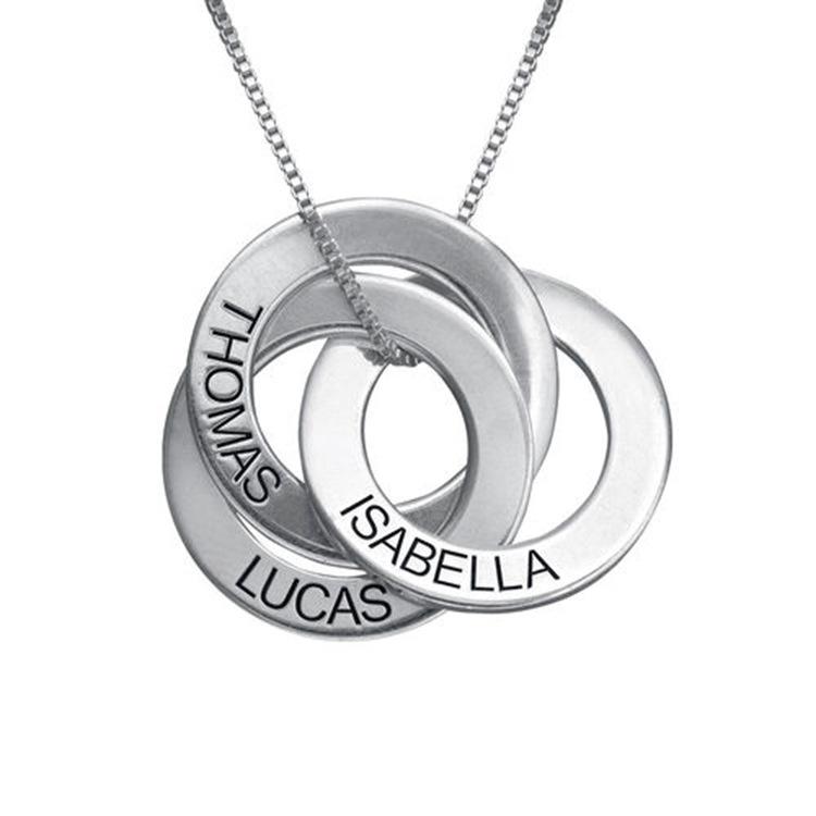 S925 silver necklace circle flat word pendant