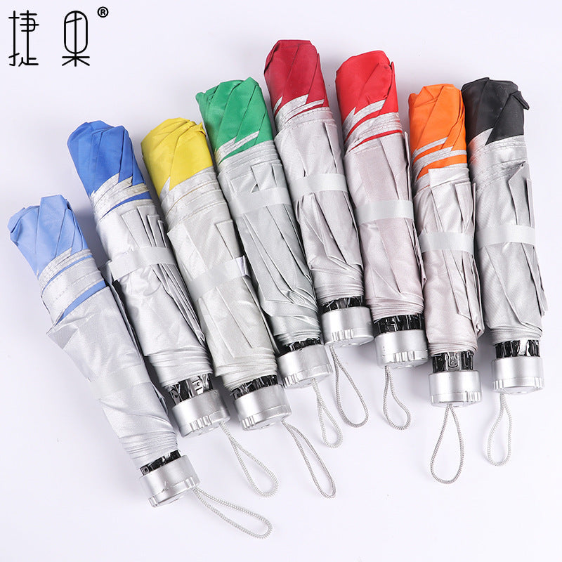 Automatic three-fold sole umbrella black glue sunscreen anti-ultraviolet umbrella