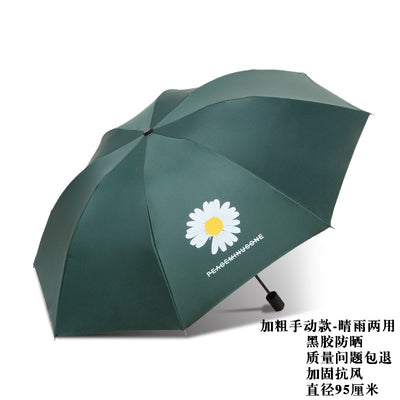 Automatic three-fold sole umbrella black glue sunscreen anti-ultraviolet umbrella