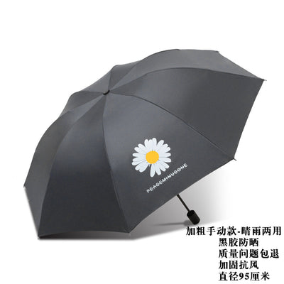 Automatic three-fold sole umbrella black glue sunscreen anti-ultraviolet umbrella