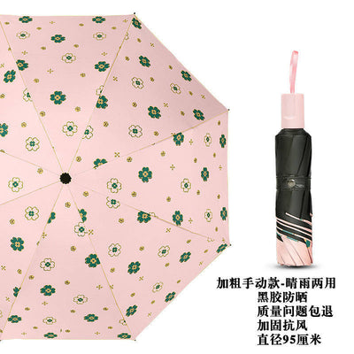 Automatic three-fold sole umbrella black glue sunscreen anti-ultraviolet umbrella