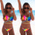 Bikini contrast swimsuit tie-dye drawstring swimsuit