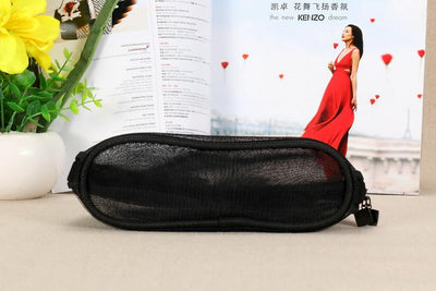 Transparent mesh cosmetic bag