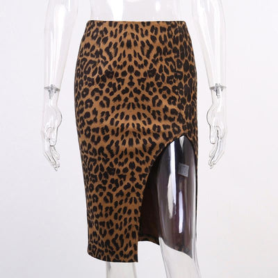 Leopard front pork half body short bag hip skirt