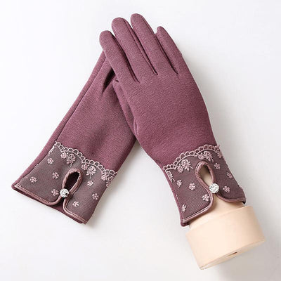 Ladies touch screen cotton gloves for outdoor driving