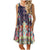 Sleeveless print pocket big round neck vest dress