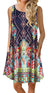 Sleeveless print pocket big round neck vest dress