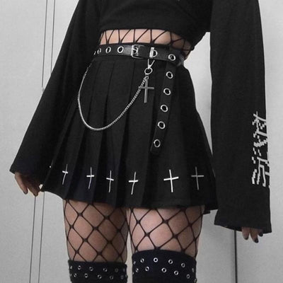 Punk machine air A word small black skirt