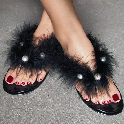 fur flip-flops