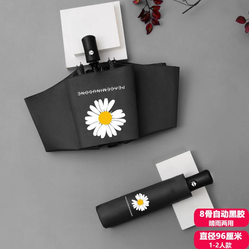 Automatic three-fold sole umbrella black glue sunscreen anti-ultraviolet umbrella