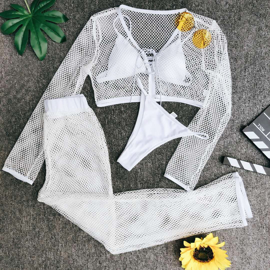 Four-piece suit swimsuit mesh