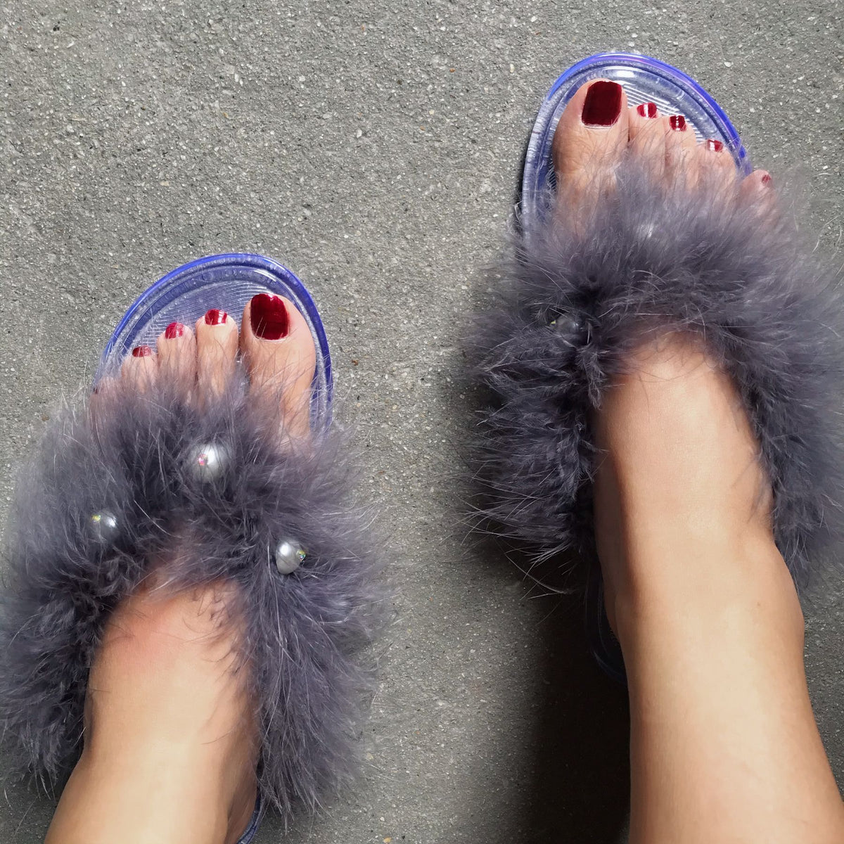 fur flip-flops