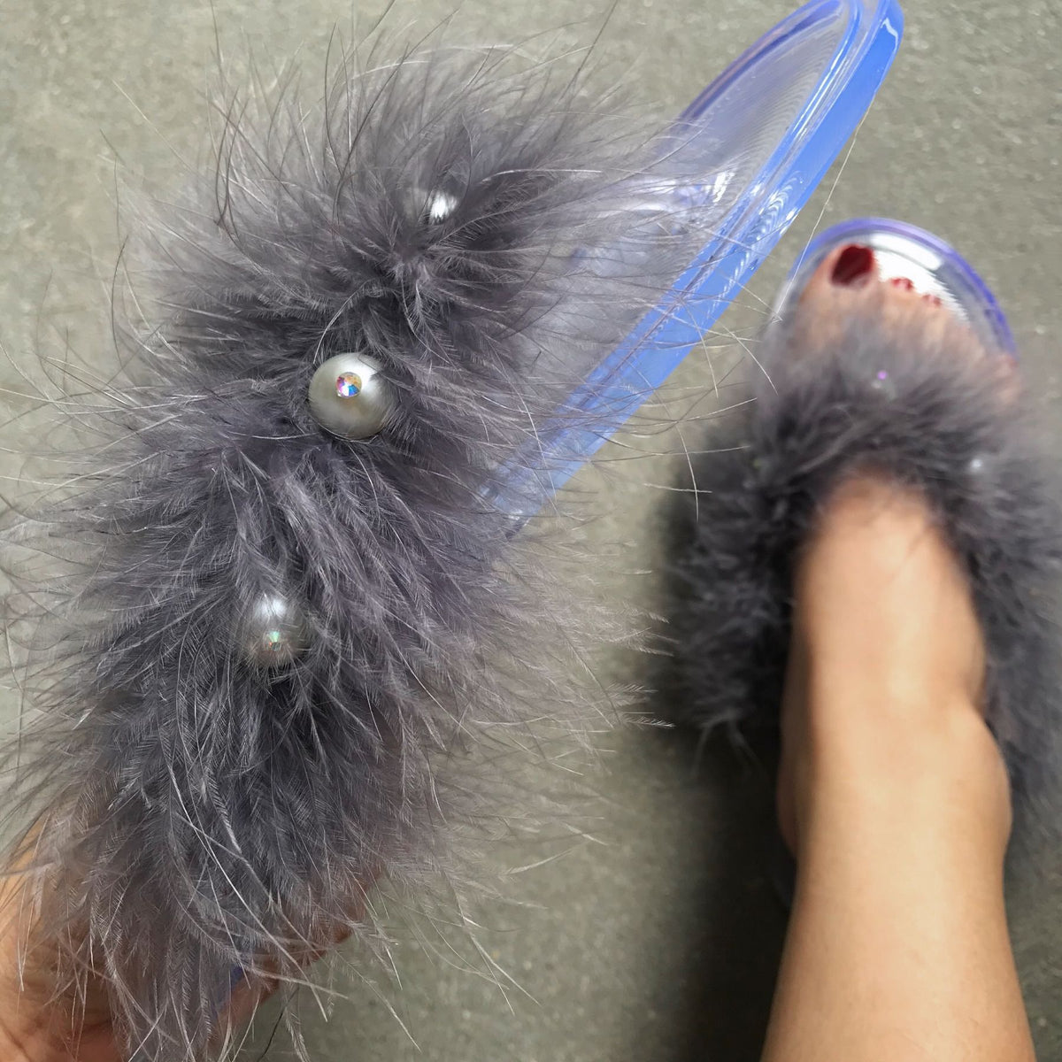 fur flip-flops