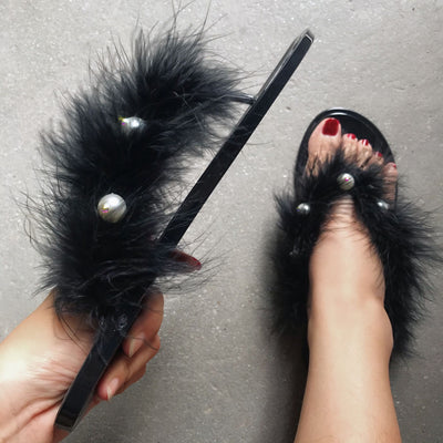 fur flip-flops