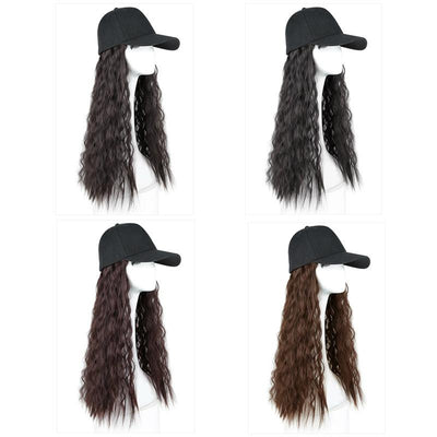 Black Peaked Cap Fiber Wig