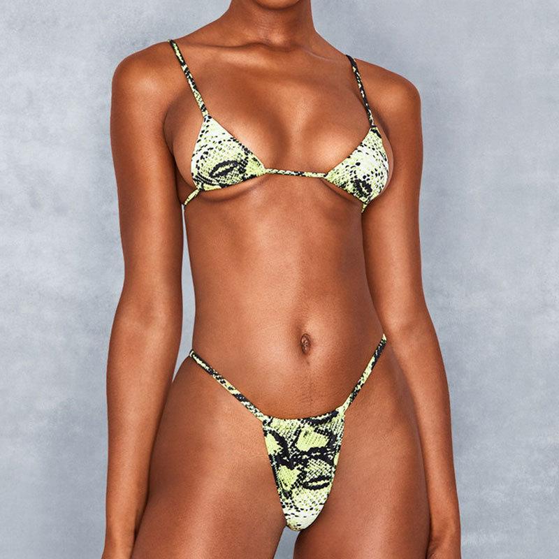 Tie printed split swimsuit bikini