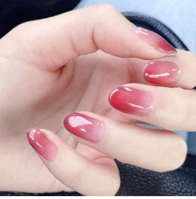 Gradient shades of rose red nail art