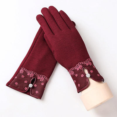 Ladies touch screen cotton gloves for outdoor driving