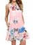 Sleeveless print pocket big round neck vest dress