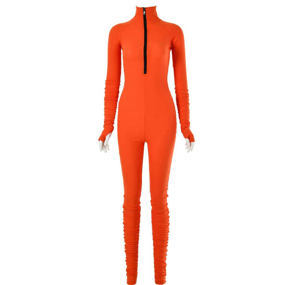 Sexy tight-fitting solid color jumpsuit