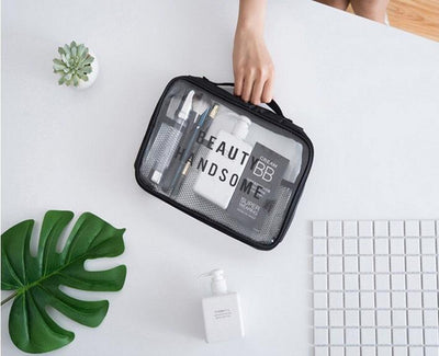 Cosmetic bag transparent three-piece