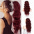 Burgundy wig, stretch mesh, chemical fiber ponytail