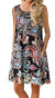 Sleeveless print pocket big round neck vest dress