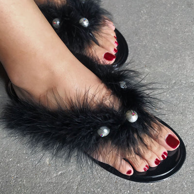 fur flip-flops