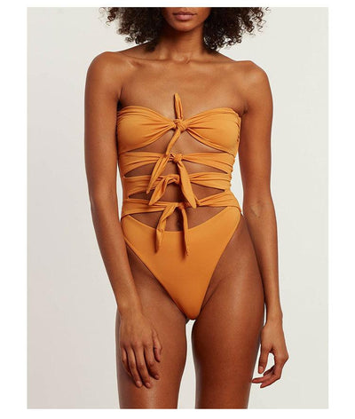 Connected swimsuit sexy slider strip bikini