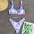 Split straps swimsuit dressing printing sexy compact