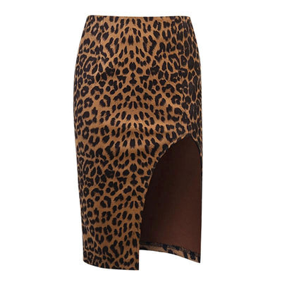 Leopard front pork half body short bag hip skirt