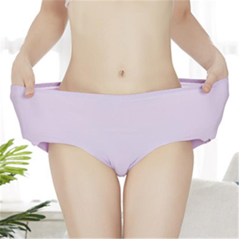 Women's underwear ice silk traceless middle waist plus fat size