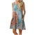 Sleeveless print pocket big round neck vest dress