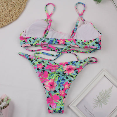 Sexy printed multicolor split bikini