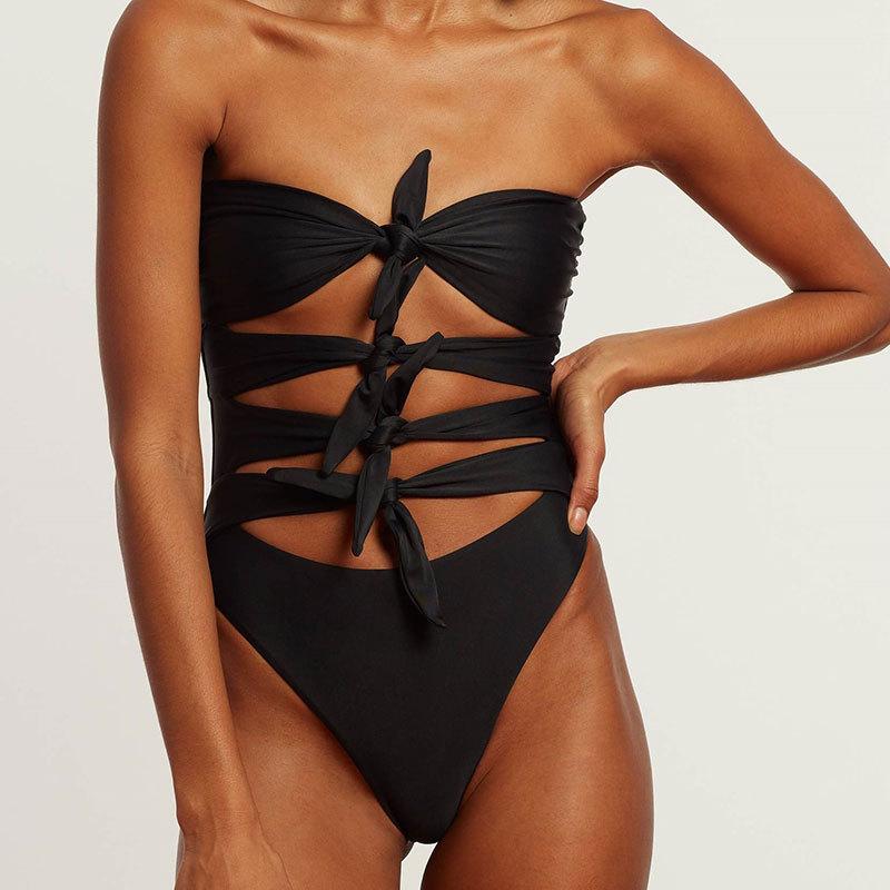 Connected swimsuit sexy slider strip bikini